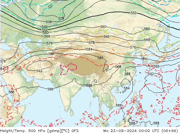 Z500/Rain (+SLP)/Z850 GFS lun 23.09.2024 00 UTC