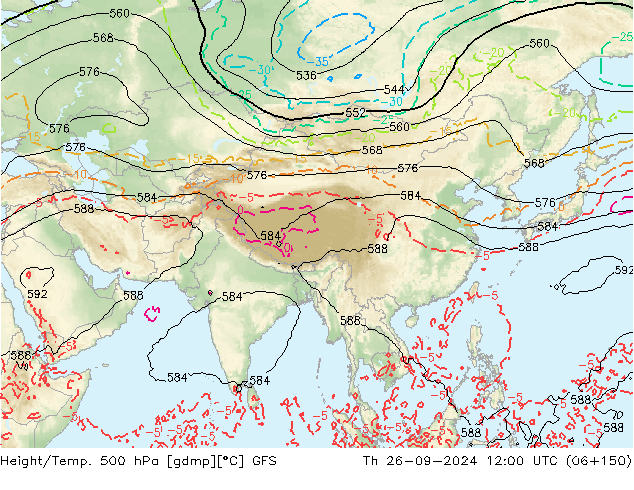 Z500/Rain (+SLP)/Z850 GFS Th 26.09.2024 12 UTC