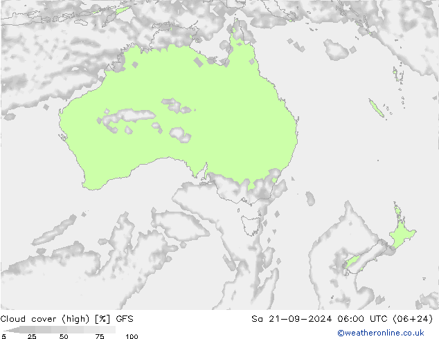 zachmurzenie (wysokie) GFS so. 21.09.2024 06 UTC