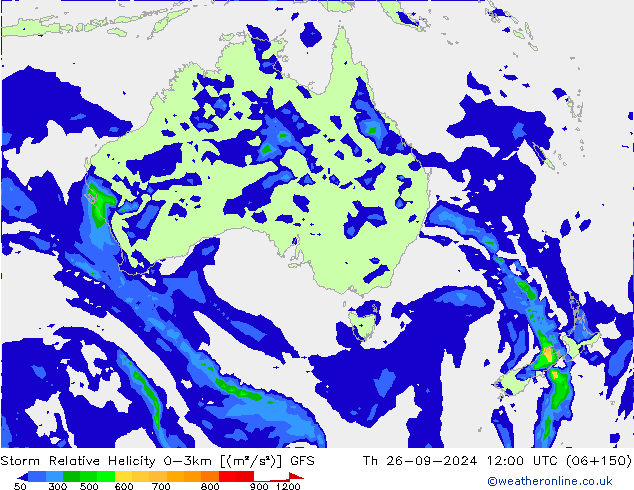 Storm Relative Helicity GFS Th 26.09.2024 12 UTC