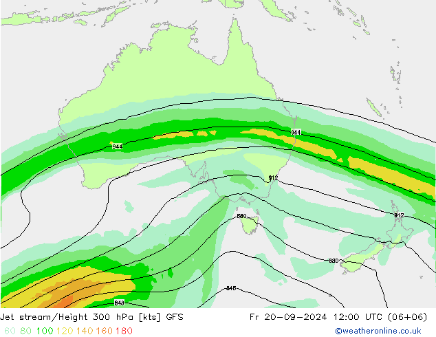 Corriente en chorro GFS vie 20.09.2024 12 UTC