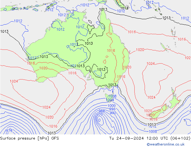 Surface pressure GFS Tu 24.09.2024 12 UTC