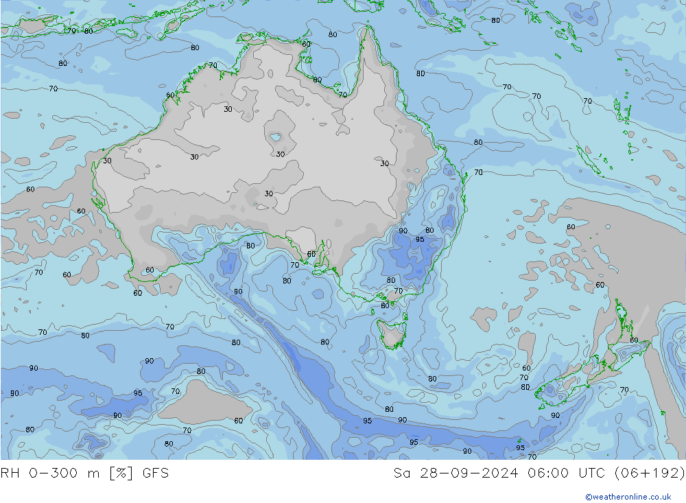 RH 0-300 m GFS Sa 28.09.2024 06 UTC