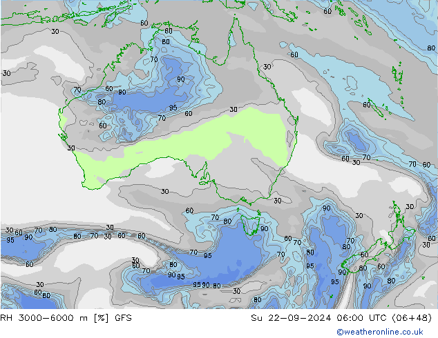 RH 3000-6000 m GFS Su 22.09.2024 06 UTC