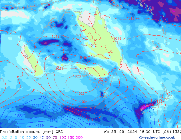 Precipitación acum. GFS mié 25.09.2024 18 UTC