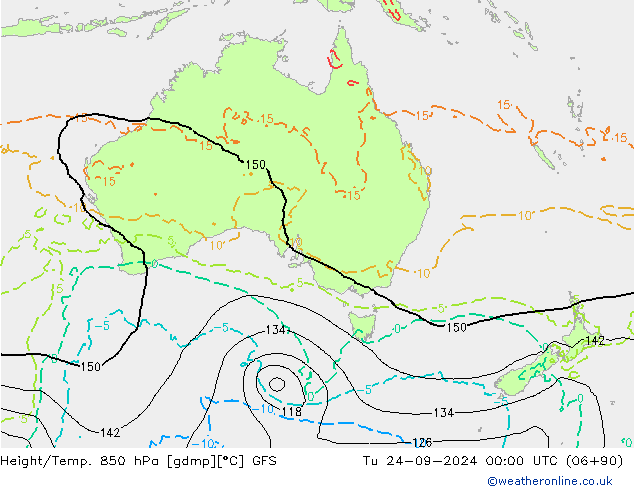 Height/Temp. 850 hPa GFS Tu 24.09.2024 00 UTC