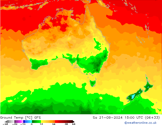 Ground Temp GFS Sa 21.09.2024 15 UTC