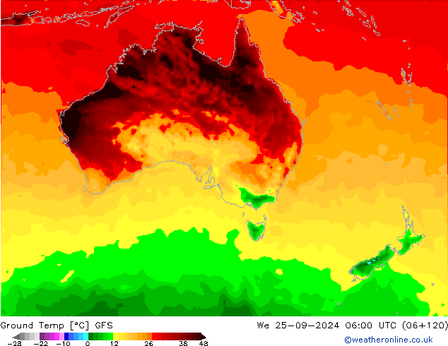 Topraküstü en düşük Sıc. GFS Çar 25.09.2024 06 UTC