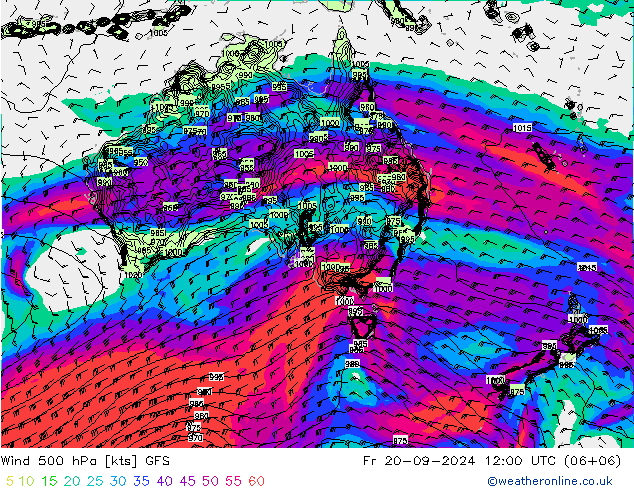 Wind 500 hPa GFS September 2024