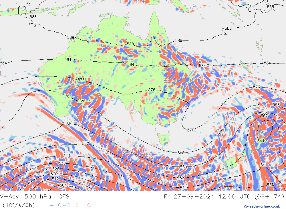 V-Adv. 500 hPa GFS Cu 27.09.2024 12 UTC