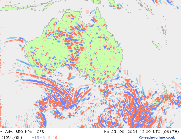 V-Adv. 850 hPa GFS Pzt 23.09.2024 12 UTC