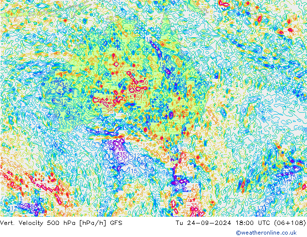 500 hPa Dikey Hız GFS Sa 24.09.2024 18 UTC