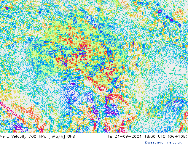 700 hPa Dikey Hız GFS Sa 24.09.2024 18 UTC