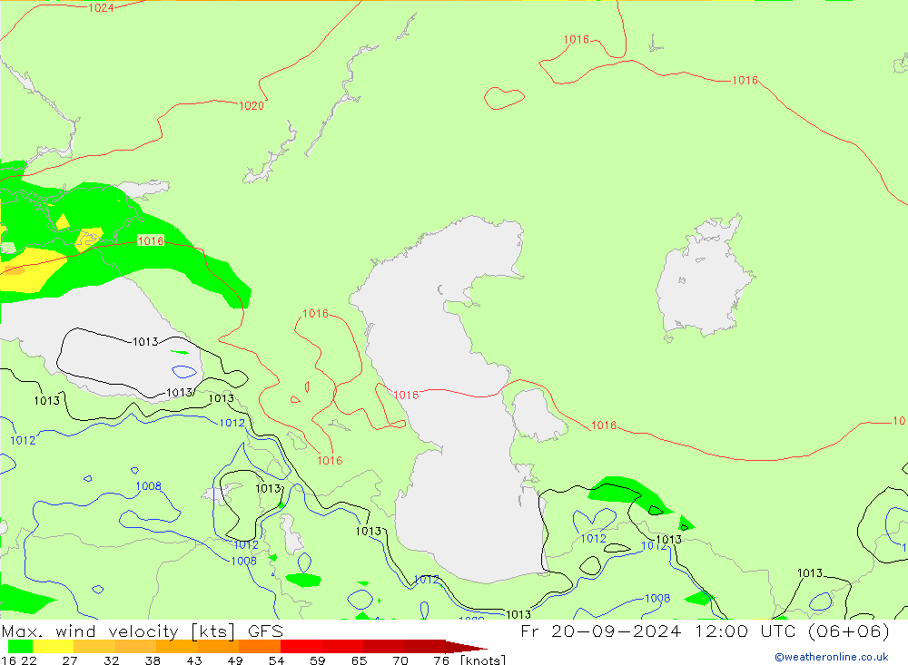 Max. wind velocity GFS ven 20.09.2024 12 UTC