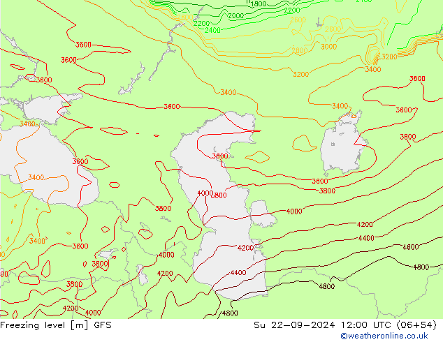 Zero termico GFS dom 22.09.2024 12 UTC