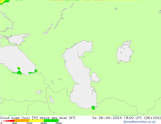 Cloud base (low) GFS Sa 28.09.2024 18 UTC