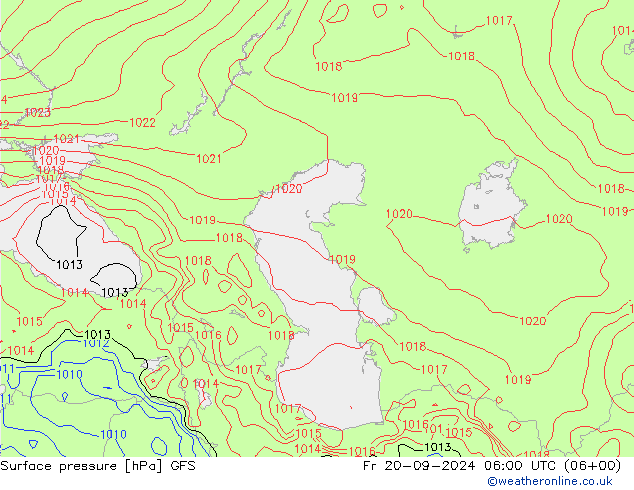 Luchtdruk (Grond) GFS vr 20.09.2024 06 UTC