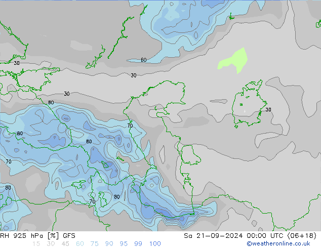 RH 925 hPa GFS so. 21.09.2024 00 UTC