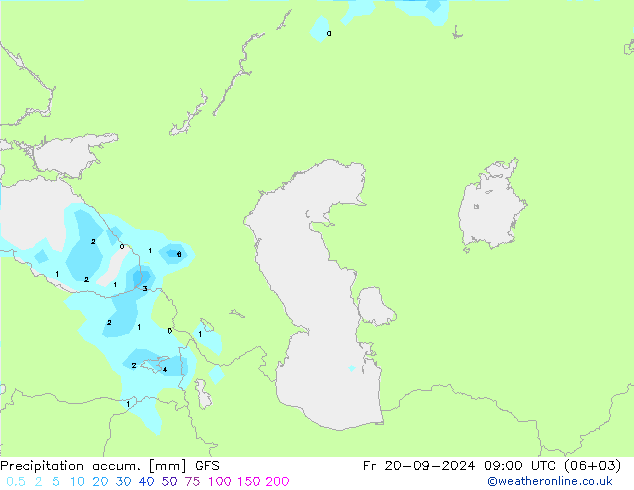 Precipitation accum. GFS  20.09.2024 09 UTC