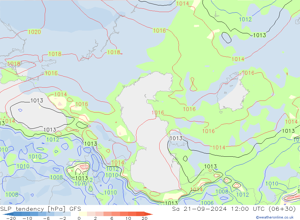 SLP tendency GFS Sa 21.09.2024 12 UTC