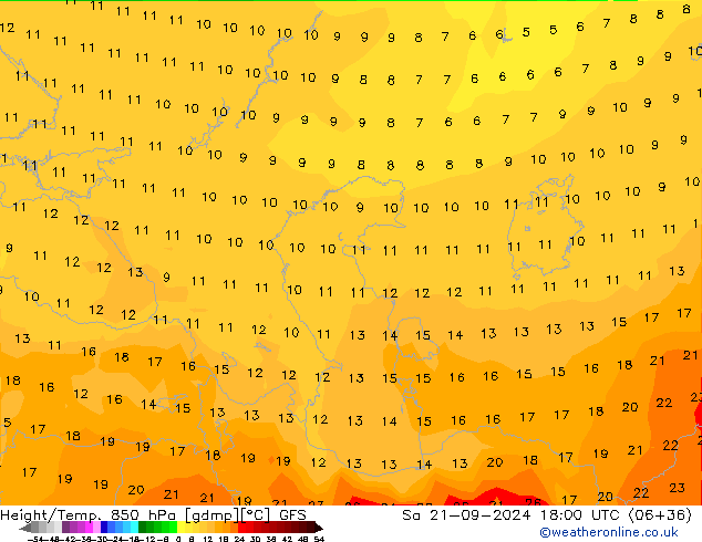 Z500/Rain (+SLP)/Z850 GFS Sa 21.09.2024 18 UTC