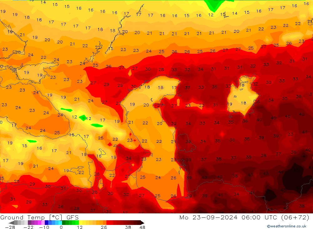 Bodemtemperatuur GFS ma 23.09.2024 06 UTC