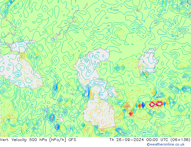 Vert. Velocity 500 hPa GFS Čt 26.09.2024 00 UTC