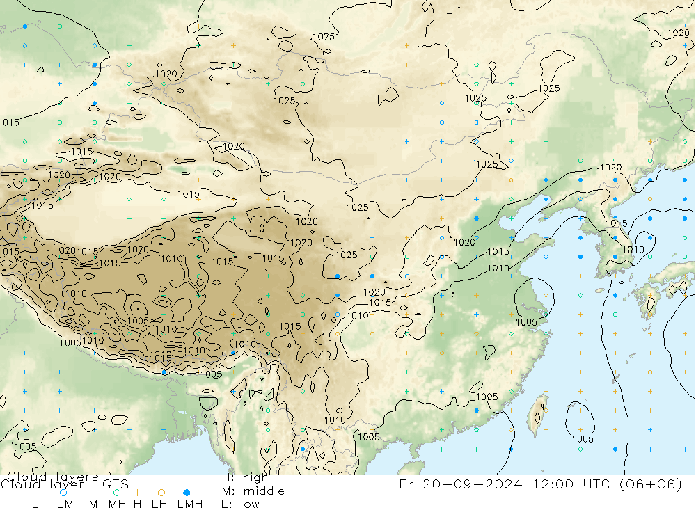 Cloud layer GFS 星期五 20.09.2024 12 UTC