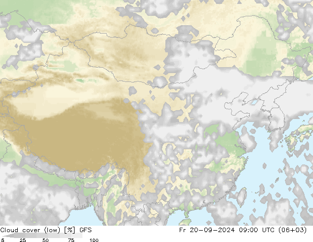 nuvens (baixo) GFS Sex 20.09.2024 09 UTC