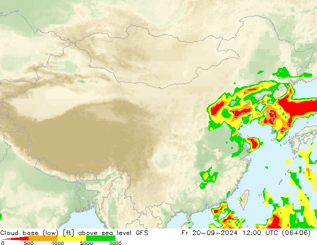 Cloud base (low) GFS 星期五 20.09.2024 12 UTC