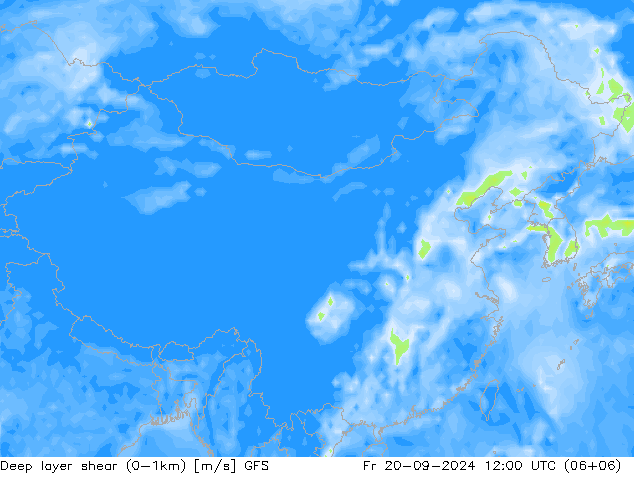 Deep layer shear (0-1km) GFS pt. 20.09.2024 12 UTC