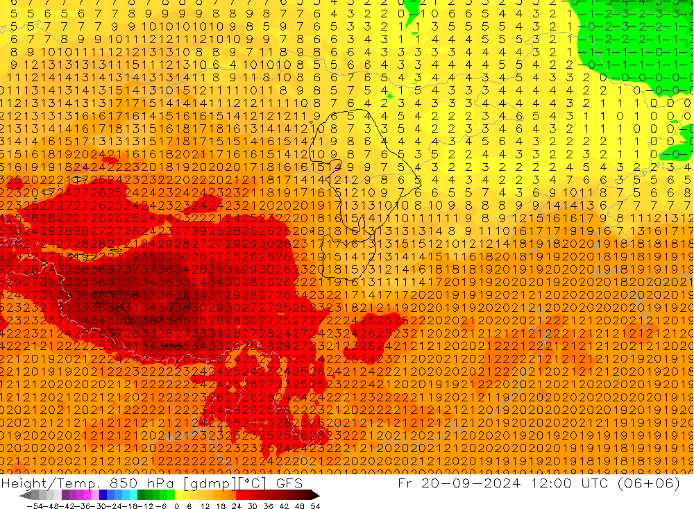 Z500/Rain (+SLP)/Z850 GFS 星期五 20.09.2024 12 UTC