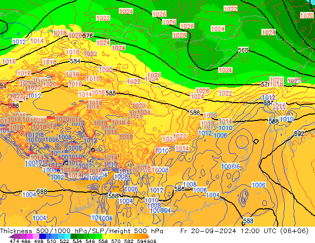 Thck 500-1000hPa GFS pt. 20.09.2024 12 UTC