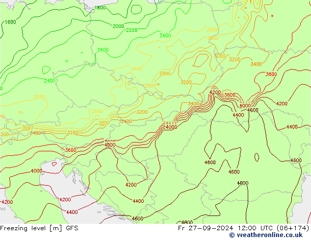 Freezing level GFS Fr 27.09.2024 12 UTC