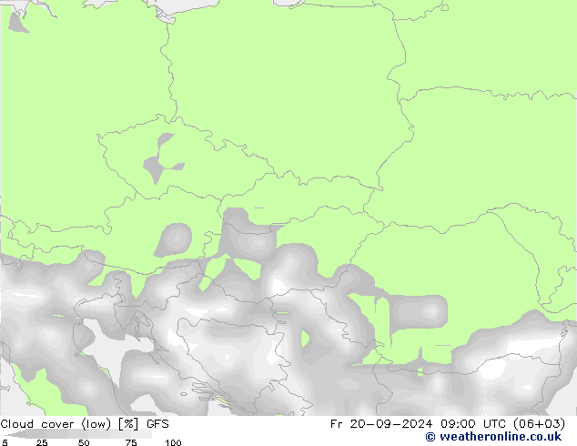 zachmurzenie (niskie) GFS pt. 20.09.2024 09 UTC