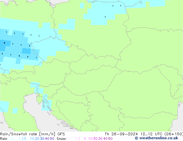 Rain/Snowfall rate GFS Th 26.09.2024 12 UTC