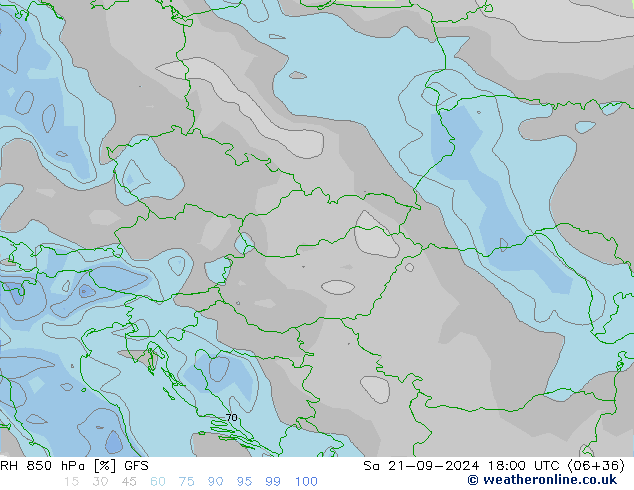 RH 850 hPa GFS Sáb 21.09.2024 18 UTC