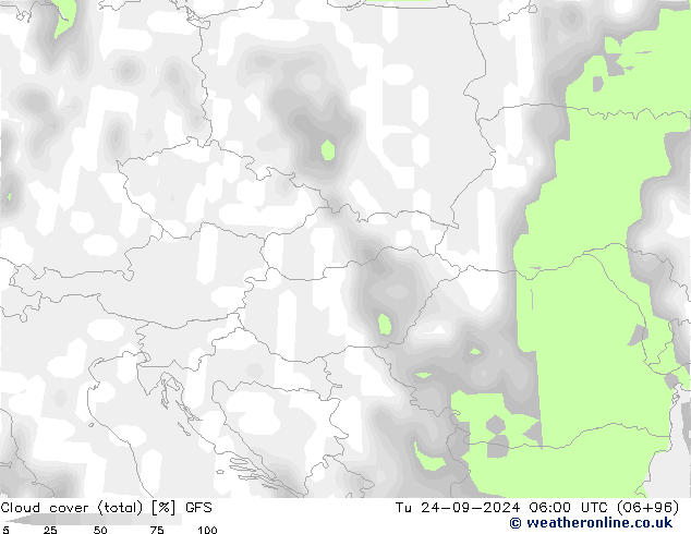 Wolken (gesamt) GFS Di 24.09.2024 06 UTC