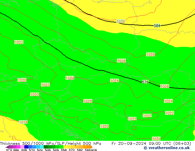 Thck 500-1000гПа GFS пт 20.09.2024 09 UTC