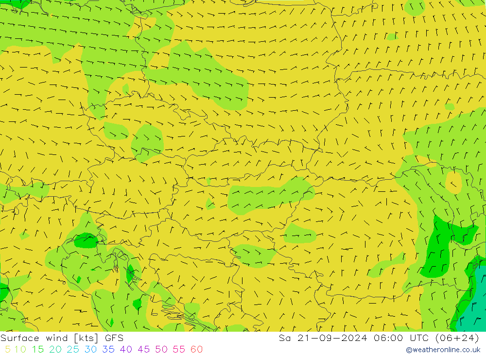 Rüzgar 10 m GFS Cts 21.09.2024 06 UTC