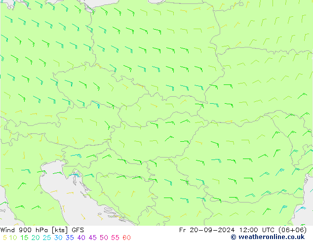 Rüzgar 900 hPa GFS Cu 20.09.2024 12 UTC