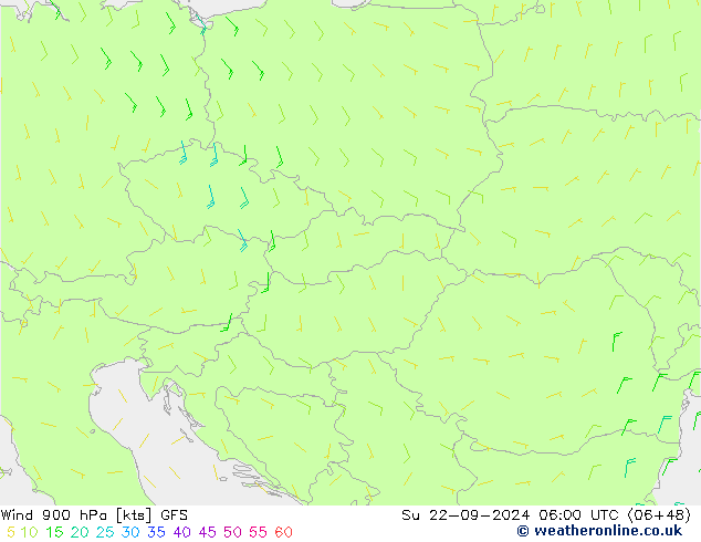 Vento 900 hPa GFS Dom 22.09.2024 06 UTC