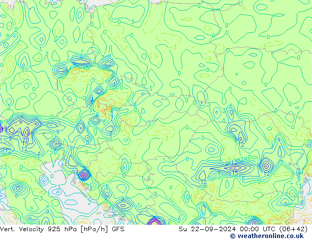 Vert. snelheid 925 hPa GFS zo 22.09.2024 00 UTC