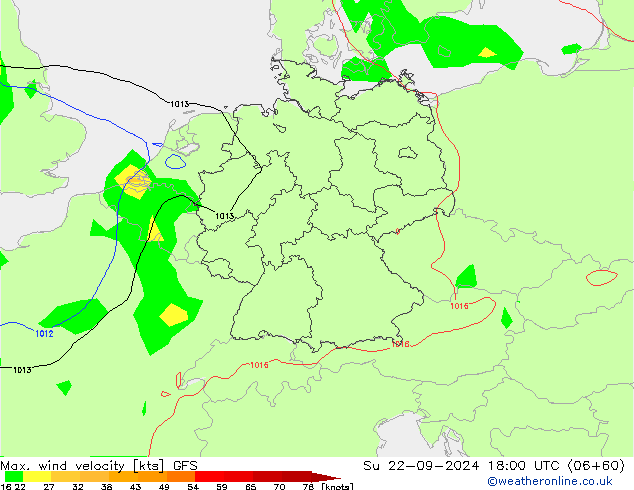 Max. wind velocity GFS Su 22.09.2024 18 UTC