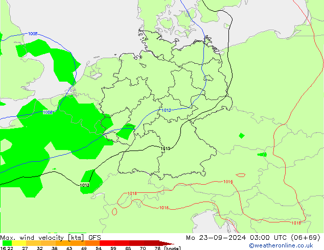 Maks. Rüzgar Hızı GFS Pzt 23.09.2024 03 UTC