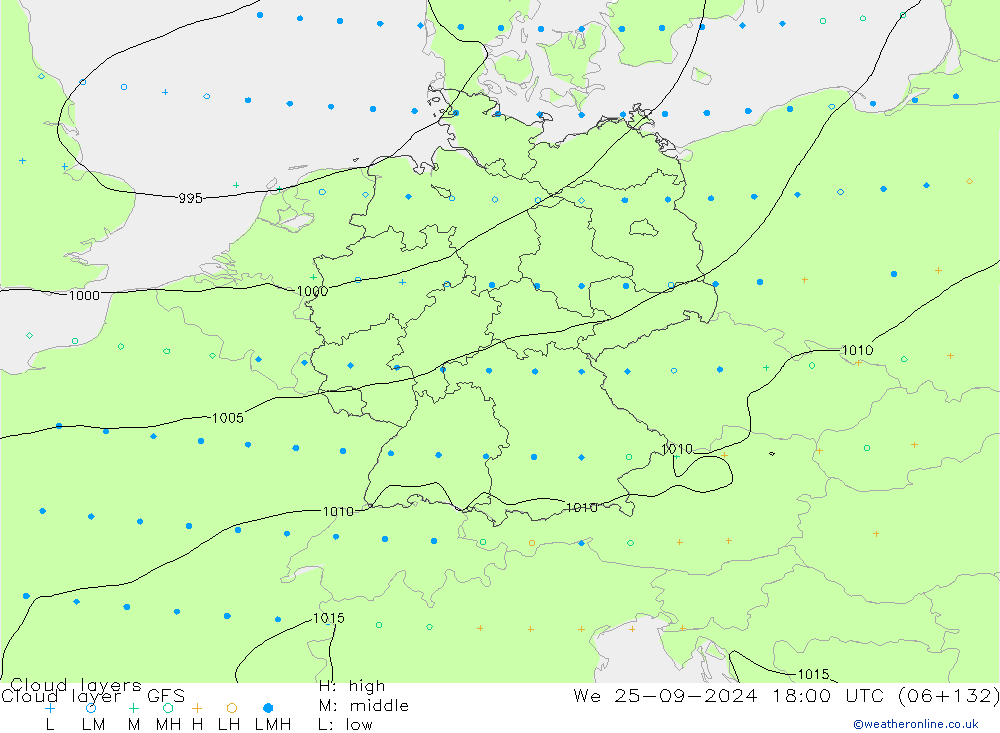 Cloud layer GFS We 25.09.2024 18 UTC
