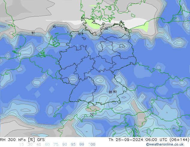 RH 300 hPa GFS Září 2024