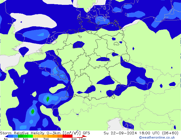 Storm Relative Helicity GFS septembre 2024