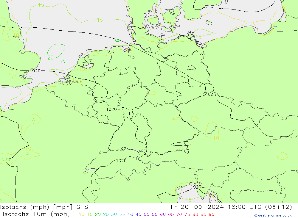 Isotachen (mph) GFS vr 20.09.2024 18 UTC