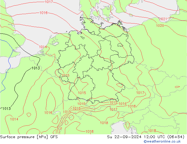 ciśnienie GFS nie. 22.09.2024 12 UTC